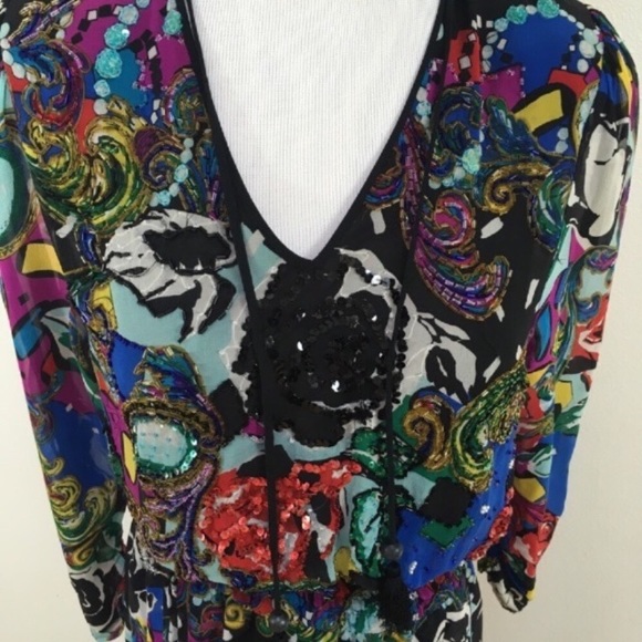 Vintage Diane‎ Freis Beaded Sequins Silk Maxi Dress Women’s Sz Small - Picture 2 of 7